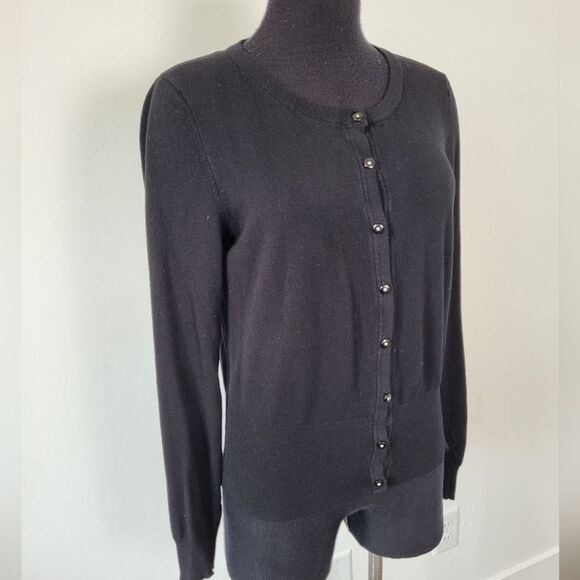 Pina Rossi Black Cardigan Sweater Preppy Twee Uniform School Dark Academia M - Picture 2 of 12